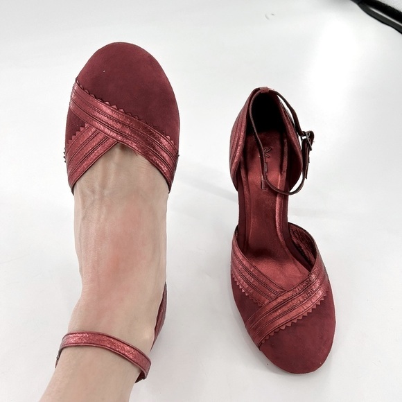 KIMEL  DESIGH STUDIO VERO CUOIO  LADIES SHOES HEELS SIZE 7 Burgundy Suede - Picture 11 of 12